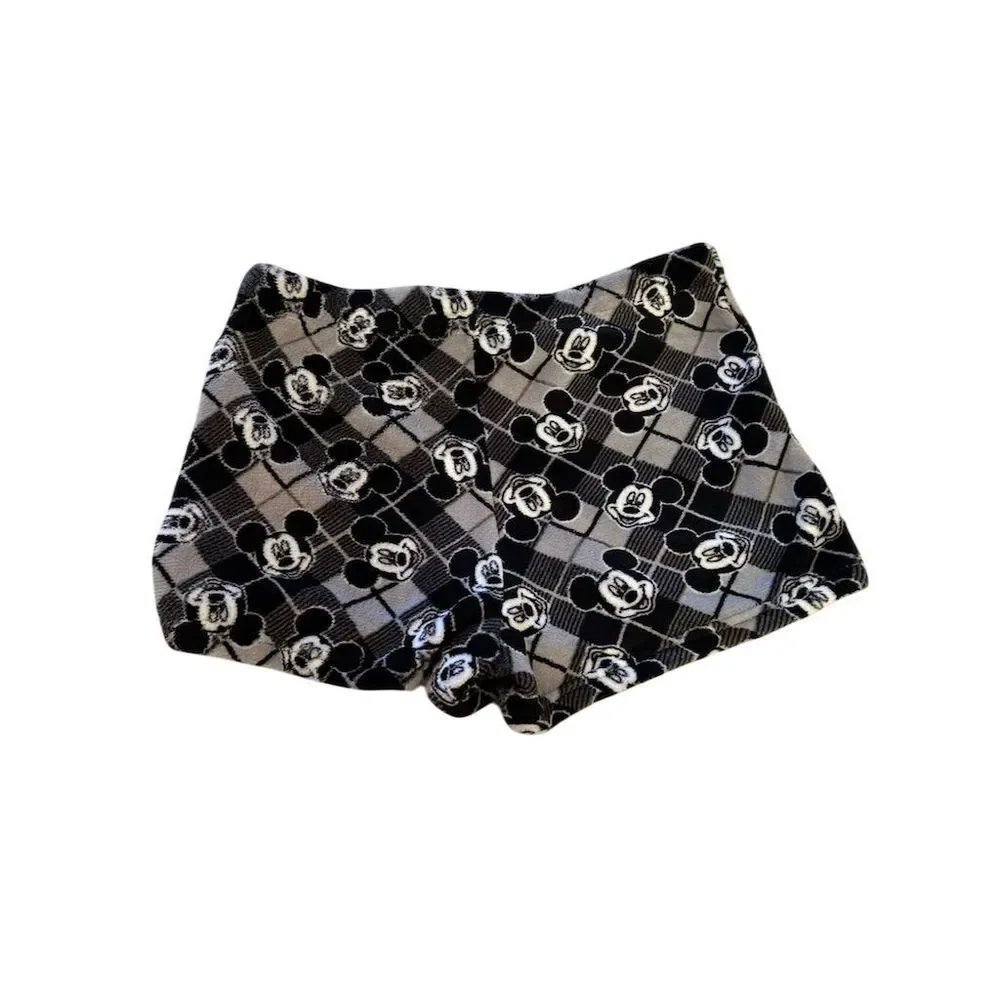 Disney Mickey Mouse Women's Plaid Sleep Shorts Black Size M fuzzy comfy core NWT - Picture 15 of 16